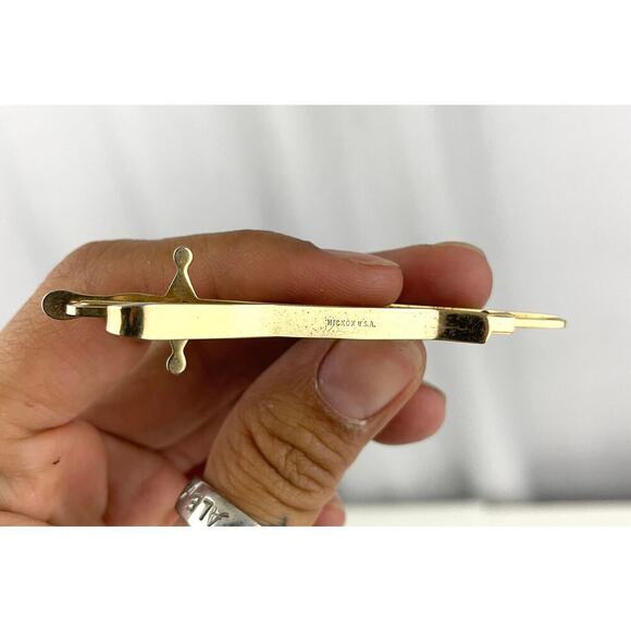 VTG Lot of 3 HICKOK Arrow & Sword Gold Tie Bar ROTC Dress Uniform Wreath SIGNED - Picture 9 of 14